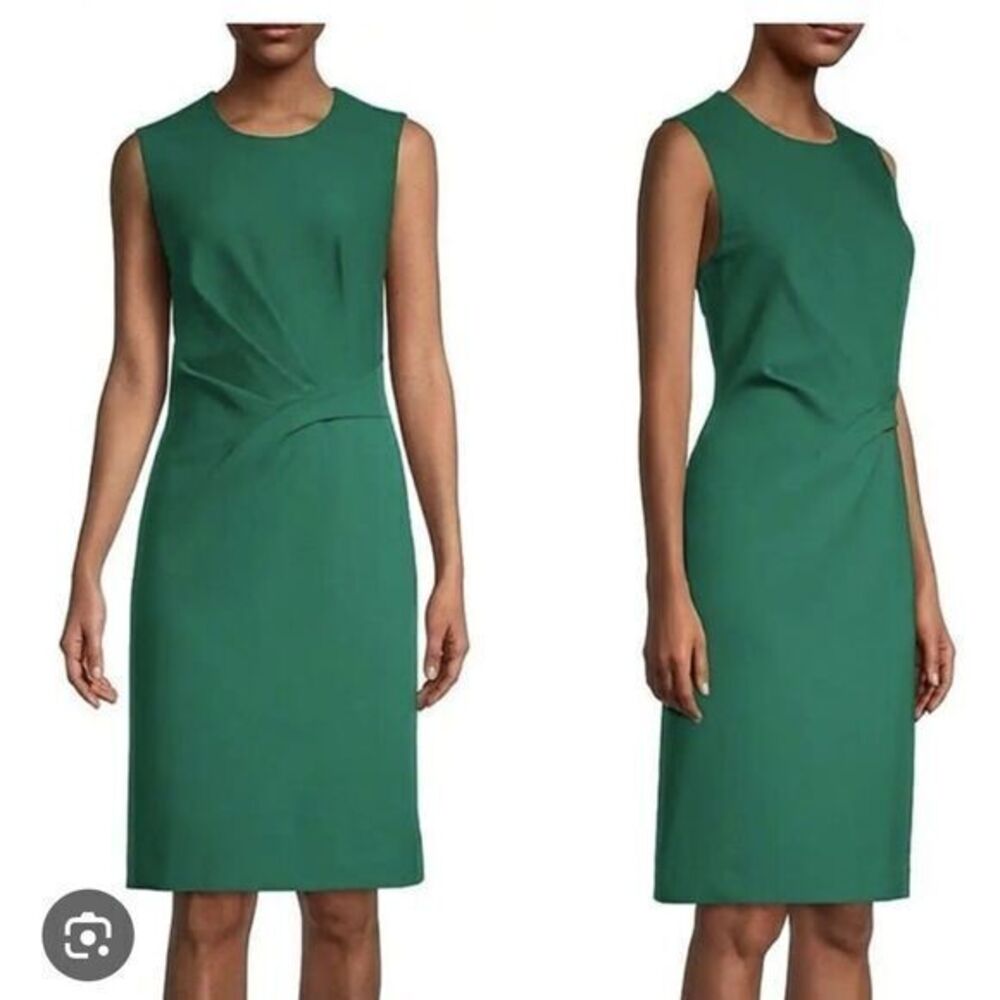 Kobi Halperin Cecelia Green Pleated Front Sleeveless Sheath Dress Size 6 Career